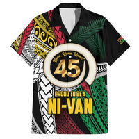 Ni-Van Vanuatu 45th Yumi Yumi Yumi Family Matching Off Shoulder Maxi Dress and Hawaiian Shirt Vanuatuan Boar Tusk Polynesian Pattern LT9 Dad's Shirt - Short Sleeve Black - Polynesian Pride