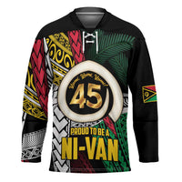 Ni-Van Vanuatu 45th Yumi Yumi Yumi Hockey Jersey Vanuatuan Boar Tusk Polynesian Pattern LT9 Unisex Black - Polynesian Pride