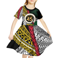 Ni-Van Vanuatu 45th Yumi Yumi Yumi Kid Short Sleeve Dress Vanuatuan Boar Tusk Polynesian Pattern