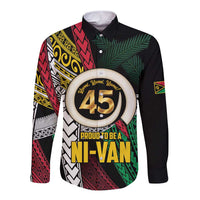 Ni-Van Vanuatu 45th Yumi Yumi Yumi Long Sleeve Button Shirt Vanuatuan Boar Tusk Polynesian Pattern