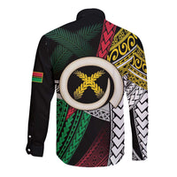 Ni-Van Vanuatu 45th Yumi Yumi Yumi Long Sleeve Button Shirt Vanuatuan Boar Tusk Polynesian Pattern