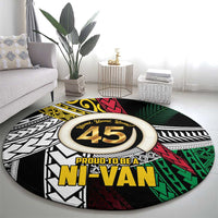 Ni-Van Vanuatu 45th Yumi Yumi Yumi Round Carpet Vanuatuan Boar Tusk Polynesian Pattern