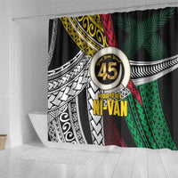 Ni-Van Vanuatu 45th Yumi Yumi Yumi Shower Curtain Vanuatuan Boar Tusk Polynesian Pattern