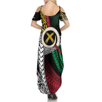 Ni-Van Vanuatu 45th Yumi Yumi Yumi Summer Maxi Dress Vanuatuan Boar Tusk Polynesian Pattern LT9 - Polynesian Pride