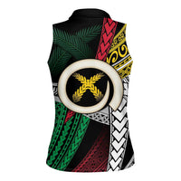 Ni-Van Vanuatu 45th Yumi Yumi Yumi Women Sleeveless Polo Shirt Vanuatuan Boar Tusk Polynesian Pattern