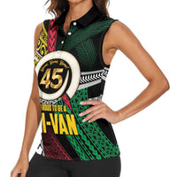Ni-Van Vanuatu 45th Yumi Yumi Yumi Women Sleeveless Polo Shirt Vanuatuan Boar Tusk Polynesian Pattern