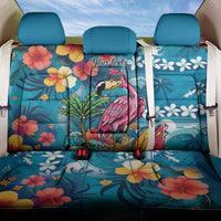 Hawaiian Flamingo Hibiscus Personalised Back Car Seat Cover Blue Summer Tropical Flowers LT9 One Size Blue - Polynesian Pride