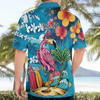 Hawaiian Flamingo Hibiscus Personalised Hawaiian Shirt Blue Summer Tropical Flowers - Polynesian Pride