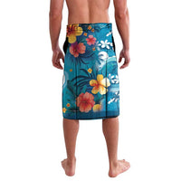 Hawaiian Flamingo Hibiscus Personalised Lavalava Blue Summer Tropical Flowers - Polynesian Pride
