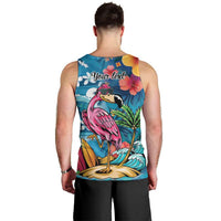 Hawaiian Flamingo Hibiscus Personalised Men Tank Top Blue Summer Tropical Flowers - Polynesian Pride