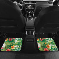 Hawaiian Flamingo Hibiscus Personalised Car Mats Green Summer Tropical Flowers - Polynesian Pride