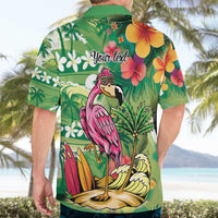 Hawaiian Flamingo Hibiscus Personalised Hawaiian Shirt Green Summer Tropical Flowers - Polynesian Pride