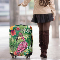 Hawaiian Flamingo Hibiscus Personalised Luggage Cover Green Summer Tropical Flowers - Polynesian Pride