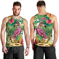 Hawaiian Flamingo Hibiscus Personalised Men Tank Top Green Summer Tropical Flowers - Polynesian Pride