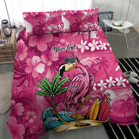 Hawaiian Flamingo Hibiscus Personalised Bedding Set Pink Summer Tropical Flowers - Polynesian Pride