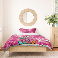 Hawaiian Flamingo Hibiscus Personalised Bedding Set Pink Summer Tropical Flowers - Polynesian Pride