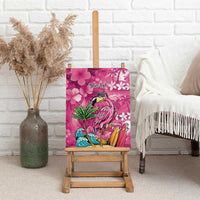 Hawaiian Flamingo Hibiscus Personalised Canvas Wall Art Pink Summer Tropical Flowers - Polynesian Pride