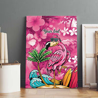 Hawaiian Flamingo Hibiscus Personalised Canvas Wall Art Pink Summer Tropical Flowers - Polynesian Pride