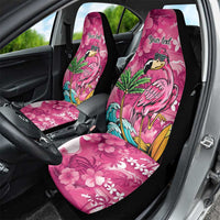 Hawaiian Flamingo Hibiscus Personalised Car Seat Cover Pink Summer Tropical Flowers - Polynesian Pride