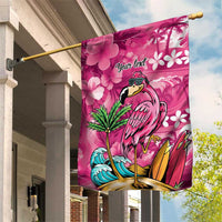 Hawaiian Flamingo Hibiscus Personalised Garden Flag Pink Summer Tropical Flowers - Polynesian Pride