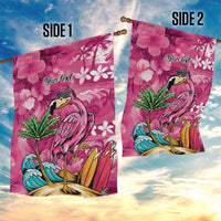 Hawaiian Flamingo Hibiscus Personalised Garden Flag Pink Summer Tropical Flowers - Polynesian Pride