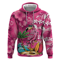 Hawaiian Flamingo Hibiscus Personalised Hoodie Pink Summer Tropical Flowers - Polynesian Pride