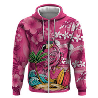 Hawaiian Flamingo Hibiscus Personalised Hoodie Pink Summer Tropical Flowers - Polynesian Pride