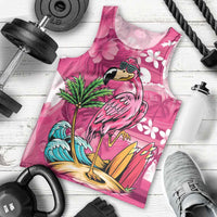 Hawaiian Flamingo Hibiscus Personalised Men Tank Top Pink Summer Tropical Flowers - Polynesian Pride