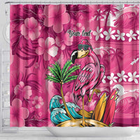 Hawaiian Flamingo Hibiscus Personalised Shower Curtain Pink Summer Tropical Flowers - Polynesian Pride
