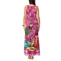 Hawaiian Flamingo Hibiscus Personalised Tank Maxi Dress Pink Summer Tropical Flowers - Polynesian Pride