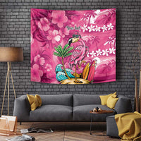 Hawaiian Flamingo Hibiscus Personalised Tapestry Pink Summer Tropical Flowers - Polynesian Pride
