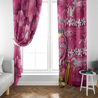 Hawaiian Flamingo Hibiscus Personalised Window Curtain Pink Summer Tropical Flowers - Polynesian Pride