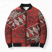 Vintage Ngatu Tribal Tonga Pattern Bomber Puffer Jacket - Polynesian Pride