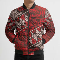 Vintage Ngatu Tribal Tonga Pattern Bomber Puffer Jacket - Polynesian Pride