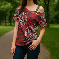 Vintage Ngatu Tribal Tonga Pattern Cross Shoulder Shirt - Polynesian Pride