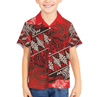 Vintage Ngatu Tribal Tonga Pattern Kid Hawaiian Shirt LT9 Kid Red - Polynesian Pride