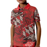 Vintage Ngatu Tribal Tonga Pattern Kid Polo Shirt LT9 Kid Red - Polynesian Pride