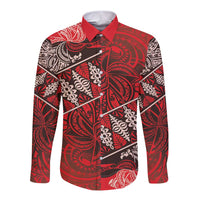 Vintage Ngatu Tribal Tonga Pattern Long Sleeve Button Shirt - Polynesian Pride