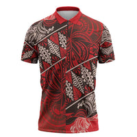 Vintage Ngatu Tribal Tonga Pattern Zipper Polo Shirt - Polynesian Pride