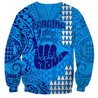 Strong Maui Sweatshirt Good Living Hawaii with Shaka Sign Kakau Tribal Blue LT9 - Polynesian Pride