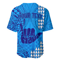 Personalised Strong Maui Baseball Jersey Good Living Hawaii with Shaka Sign Kakau Tribal Blue LT9 - Polynesian Pride