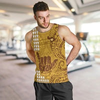 Strong Maui Men Tank Top Good Living Hawaii with Shaka Sign Kakau Tribal Gold LT9 - Polynesian Pride