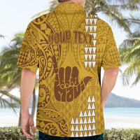 Personalised Strong Maui Hawaiian Shirt Good Living Hawaii with Shaka Sign Kakau Tribal Gold LT9 - Polynesian Pride