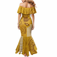 Personalised Strong Maui Mermaid Dress Good Living Hawaii with Shaka Sign Kakau Tribal Gold LT9 - Polynesian Pride