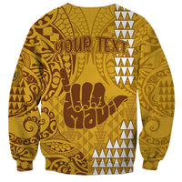 Personalised Strong Maui Sweatshirt Good Living Hawaii with Shaka Sign Kakau Tribal Gold LT9 - Polynesian Pride