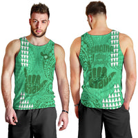 Strong Maui Men Tank Top Good Living Hawaii with Shaka Sign Kakau Tribal Green LT9 - Polynesian Pride