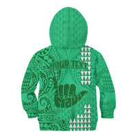 Personalised Strong Maui Kid Hoodie Good Living Hawaii with Shaka Sign Kakau Tribal Green LT9 - Polynesian Pride
