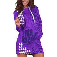 Strong Maui Hoodie Dress Good Living Hawaii with Shaka Sign Kakau Tribal Purple LT9 Purple - Polynesian Pride