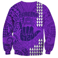 Strong Maui Sweatshirt Good Living Hawaii with Shaka Sign Kakau Tribal Purple LT9 - Polynesian Pride