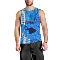 Maui Island Men Tank Top Kakau Tribal Mixed Polynesian Pattern Blue LT9 - Polynesian Pride
